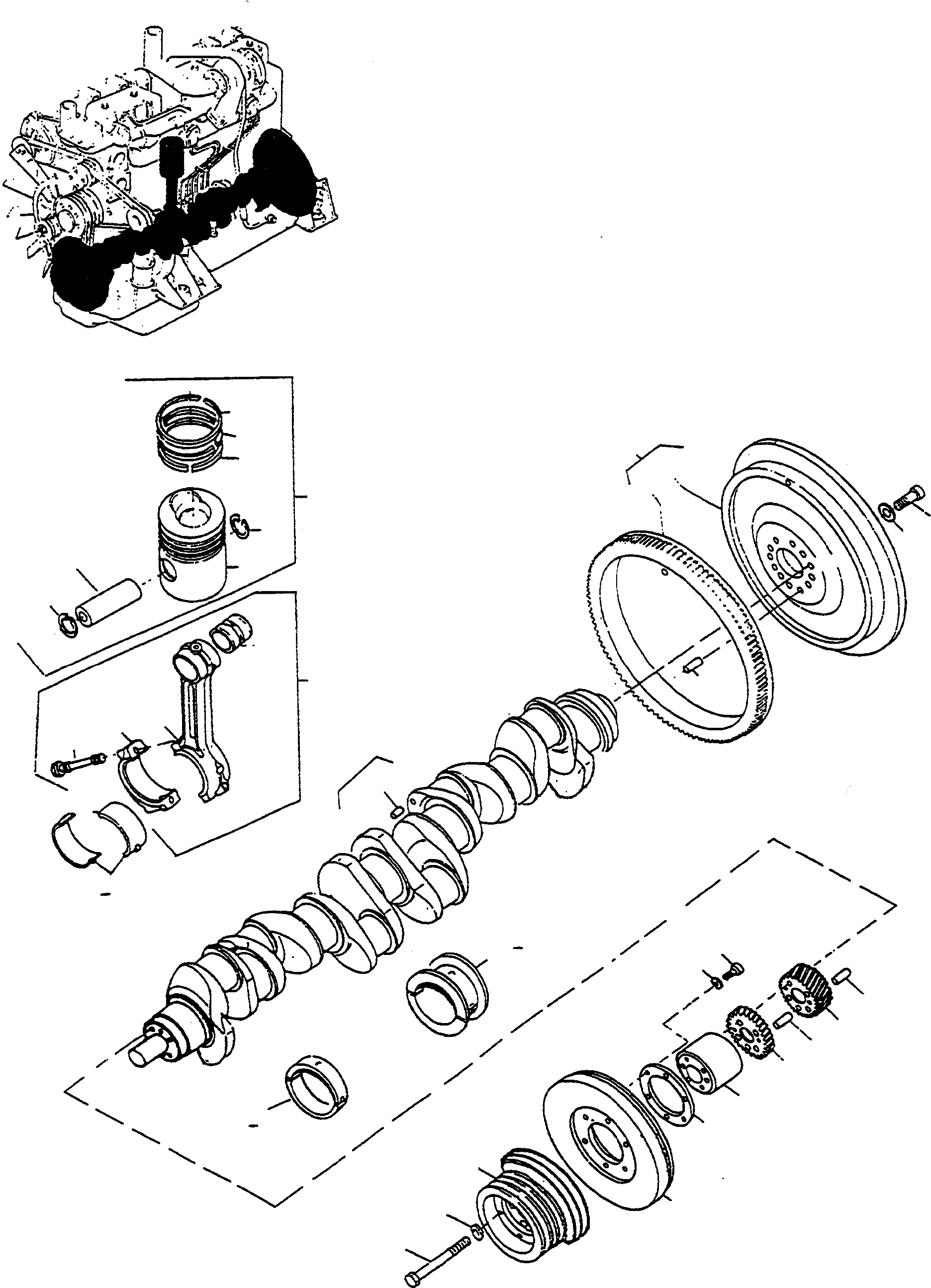 Схема запчастей Komatsu D600D Super - CRANK ASSEMBLY ДВИГАТЕЛЬ, АКСЕССУАРЫ И ЭЛЕКТРИЧ. СИСТЕМА