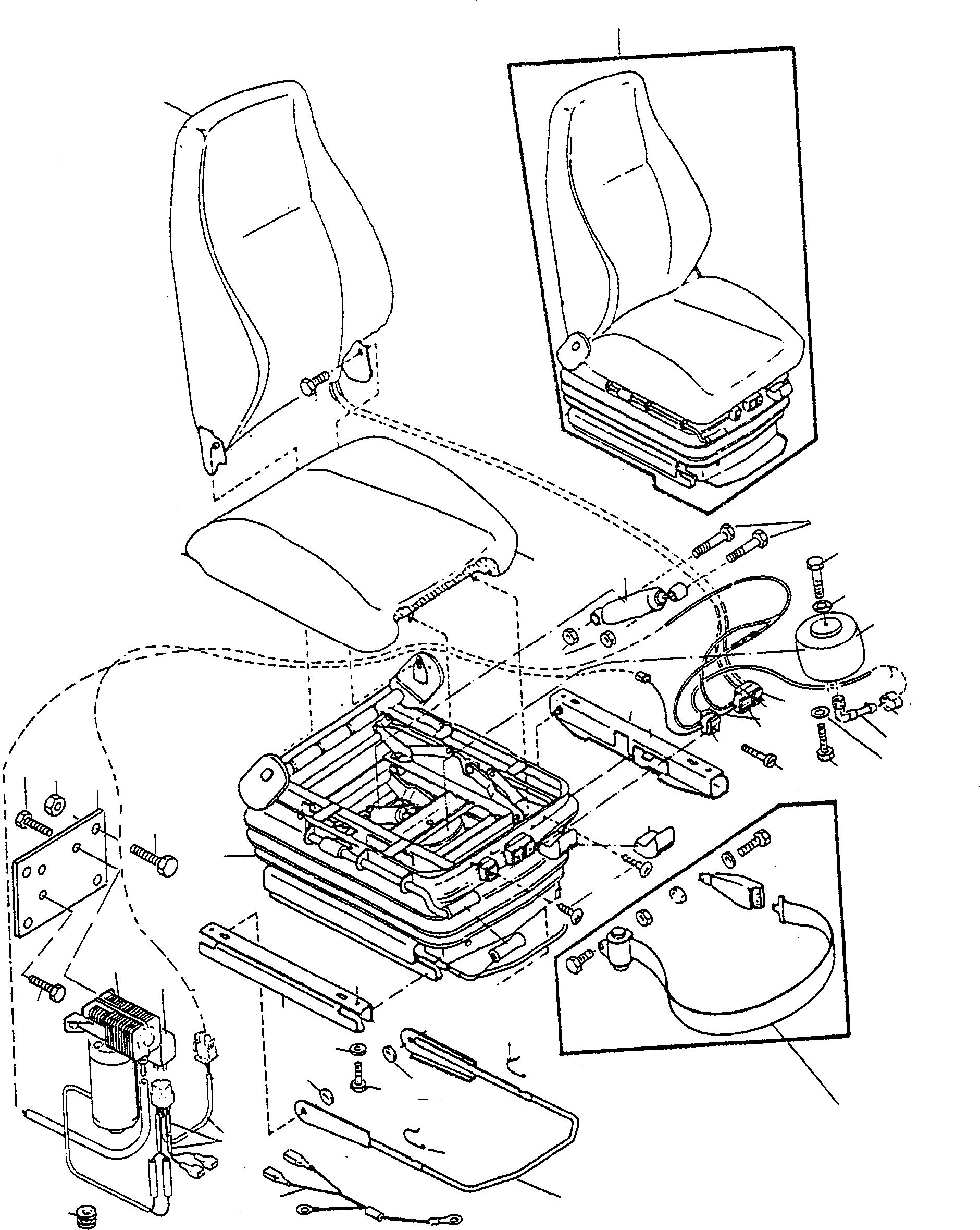 Схема запчастей Komatsu D600D Super - ПРИВОДRS СИДЕНЬЕ, С ВОЗД. ПОДВЕСКА ПРИВОДRS СИДЕНЬЕ, ATTACHING ЧАСТИ