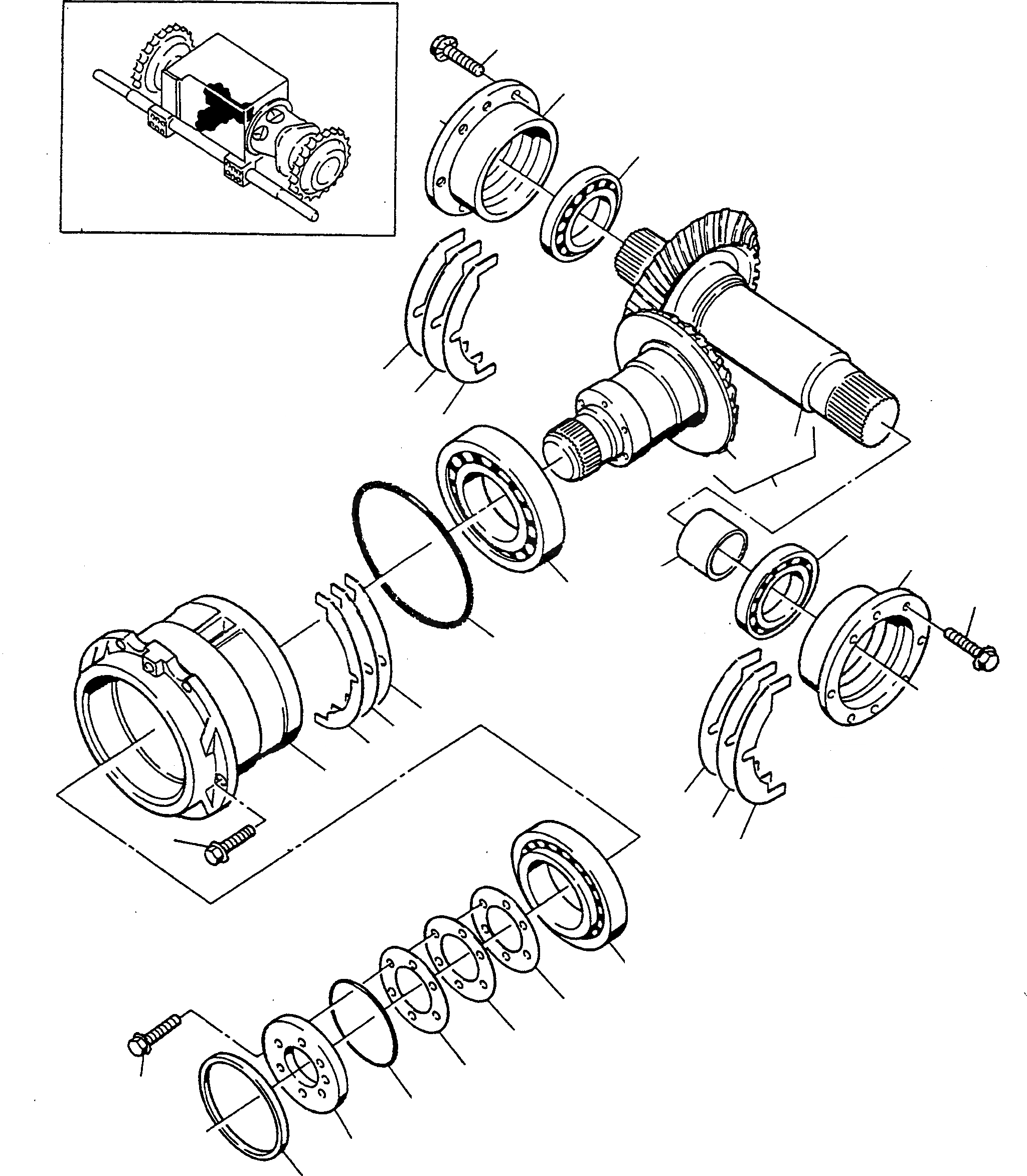 Схема запчастей Komatsu D600D Super - КОНИЧЕСКАЯ ПЕРЕДАЧА ТРАНСМИССИЯ И ЗАДН. МОСТ