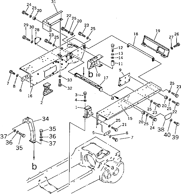 Схема запчастей Komatsu D60A-11D - КРЫЛО И ЗАДН. РАМА(№-) ЧАСТИ КОРПУСА