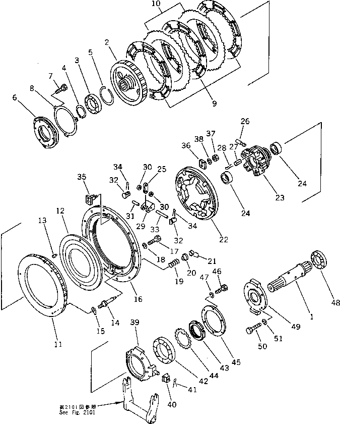 Схема запчастей Komatsu D60A-11 - ОСНОВН. МУФТА ПЛАСТИНА ОСНОВН. МУФТА¤ ГТР CONVERTOR¤ T/M¤ РУЛЕВ. УПРАВЛЕНИЕ И КОНЕЧНАЯ ПЕРЕДАЧА