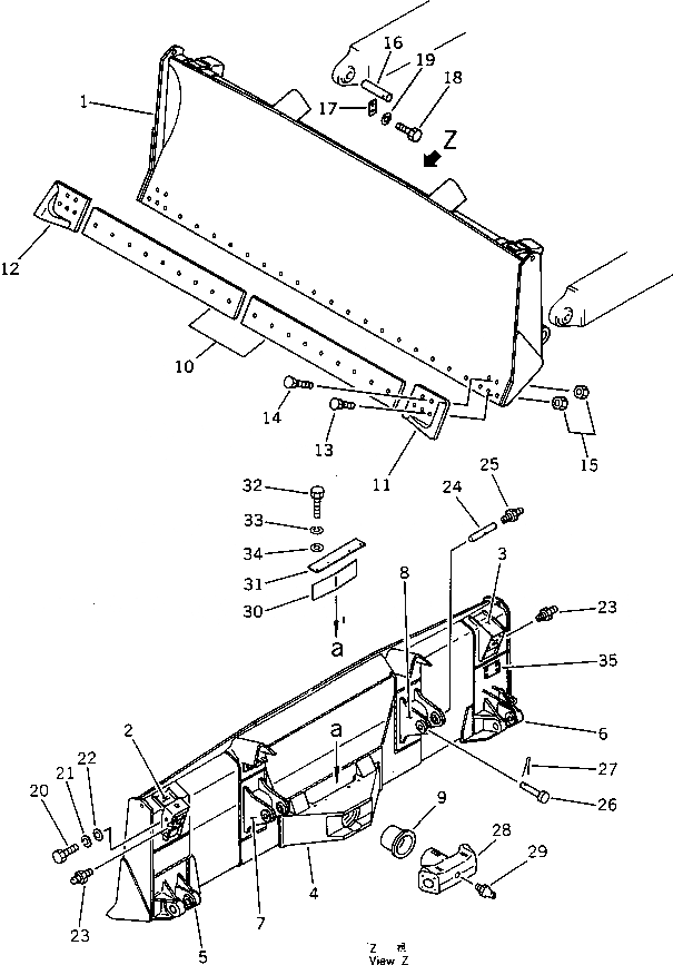 Схема запчастей Komatsu D60A-11 - ПРЯМОЙ ОТВАЛ (ДЛЯ ПРЯМ. DOZER) РАБОЧЕЕ ОБОРУДОВАНИЕ