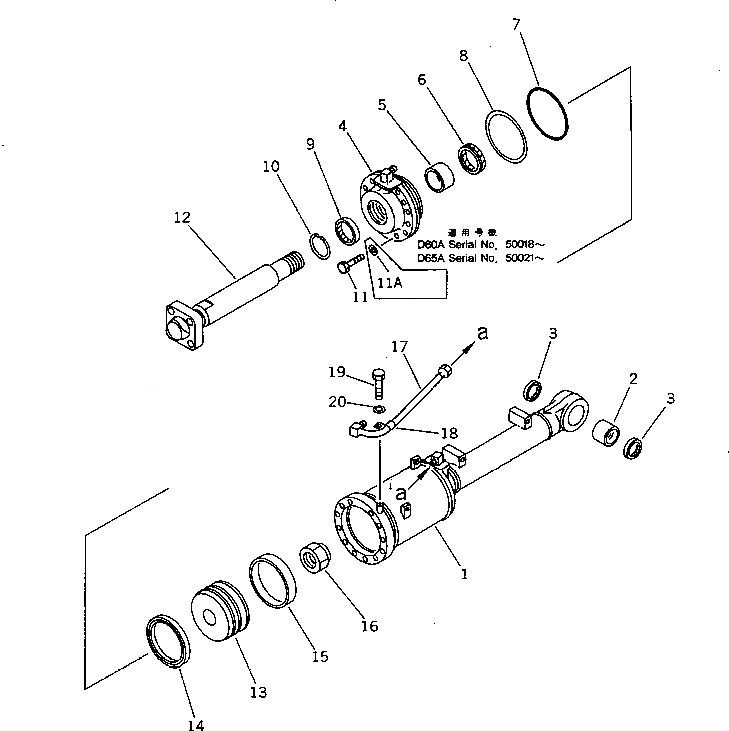 Схема запчастей Komatsu D60A-11 - ЦИЛИНДР ПЕРЕКОСА ОТВАЛА (ДЛЯ ПРЯМОГО ОТВАЛА) РАБОЧЕЕ ОБОРУДОВАНИЕ