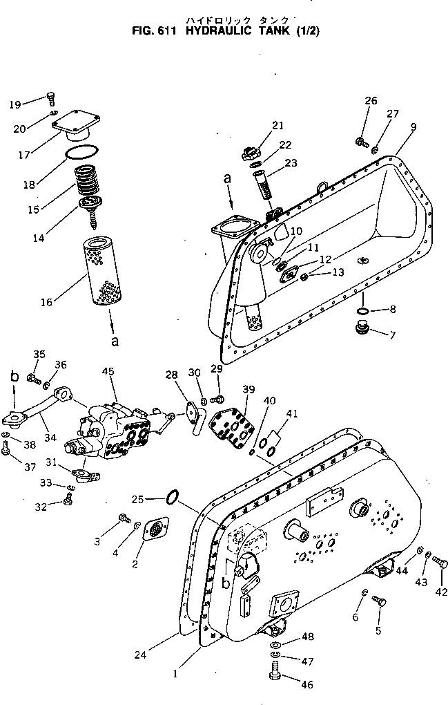 Схема запчастей Komatsu D60A-8 - ГИДР. БАК. (/) УПРАВЛ-Е РАБОЧИМ ОБОРУДОВАНИЕМ