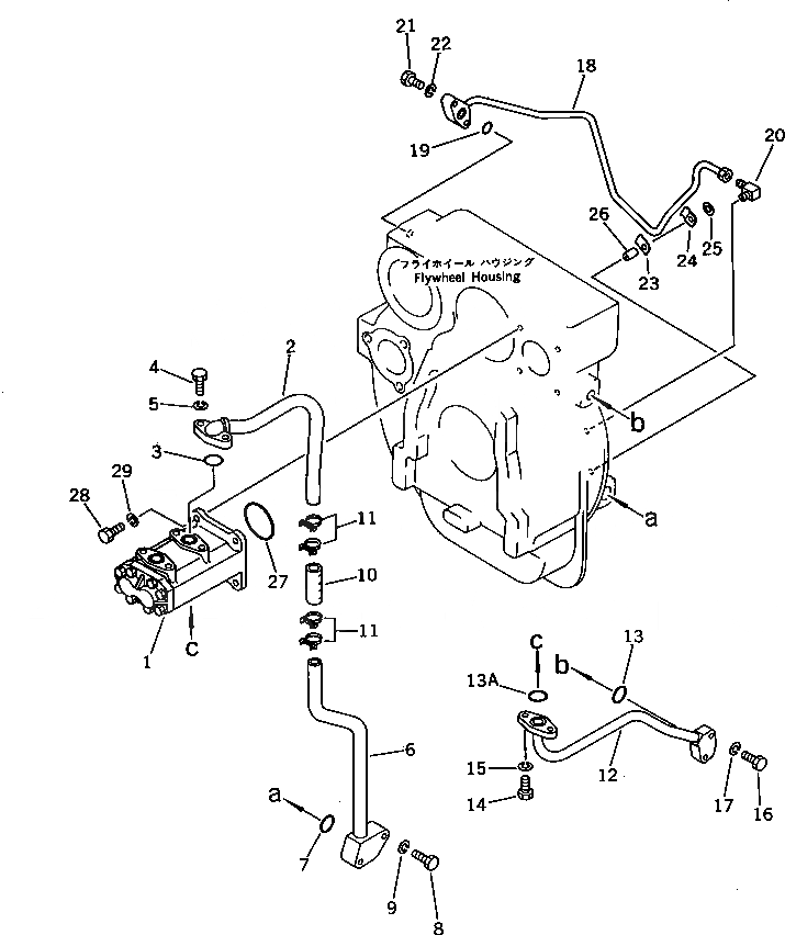 Схема запчастей Komatsu D60E-8 - ОСНОВН. МУФТА ТРУБЫ ОСНОВН. МУФТА И ТРАНСМИССИЯ