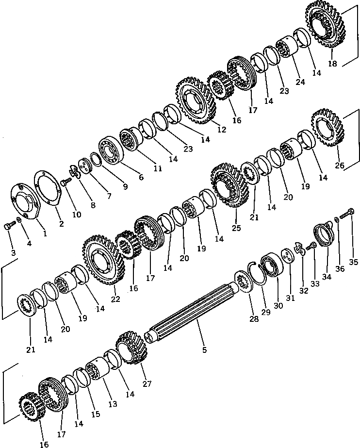 Схема запчастей Komatsu D60E-8 - COUNTER ВАЛ ОСНОВН. МУФТА И ТРАНСМИССИЯ