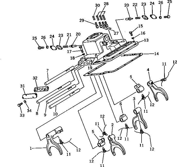 Схема запчастей Komatsu D60E-8 - ПЕРЕКЛЮЧ-Е ПЕРЕДАЧ ВИЛЫ (/) ОСНОВН. МУФТА И ТРАНСМИССИЯ