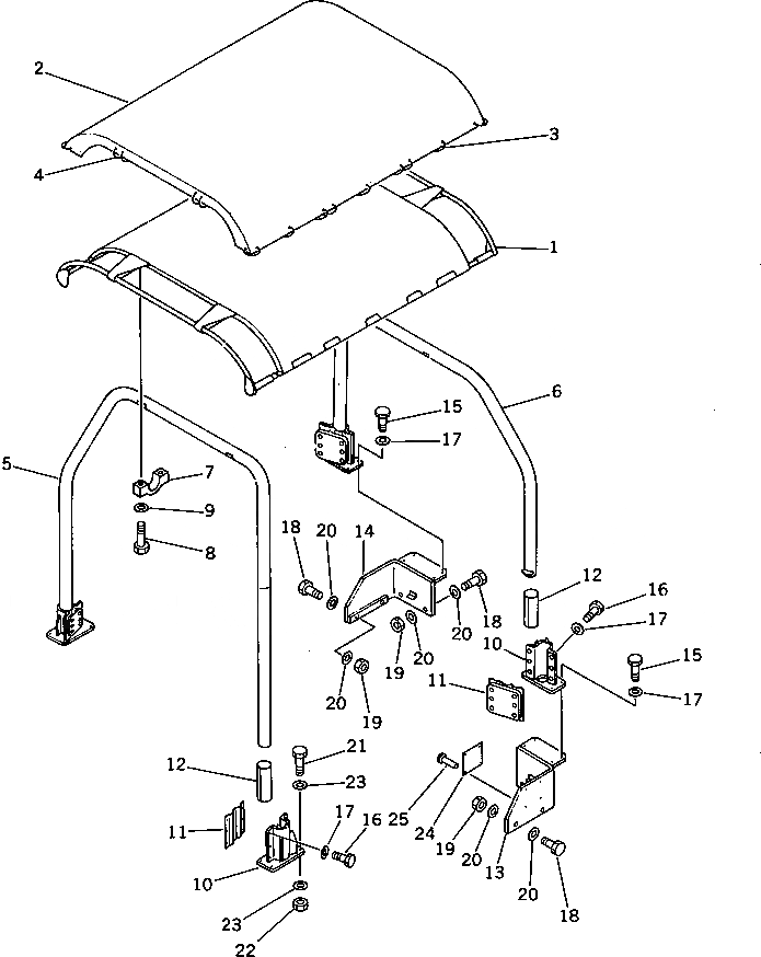 Схема запчастей Komatsu D60E-8 - ВЕРХН. ЗАЩИТА ЧАСТИ КОРПУСА