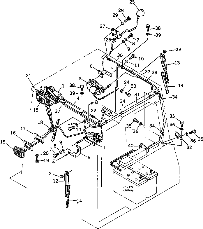 Схема запчастей Komatsu D60E-8 - ЭЛЕКТРИКА (ДЛЯ КАБИНА ROPS) ЧАСТИ КОРПУСА