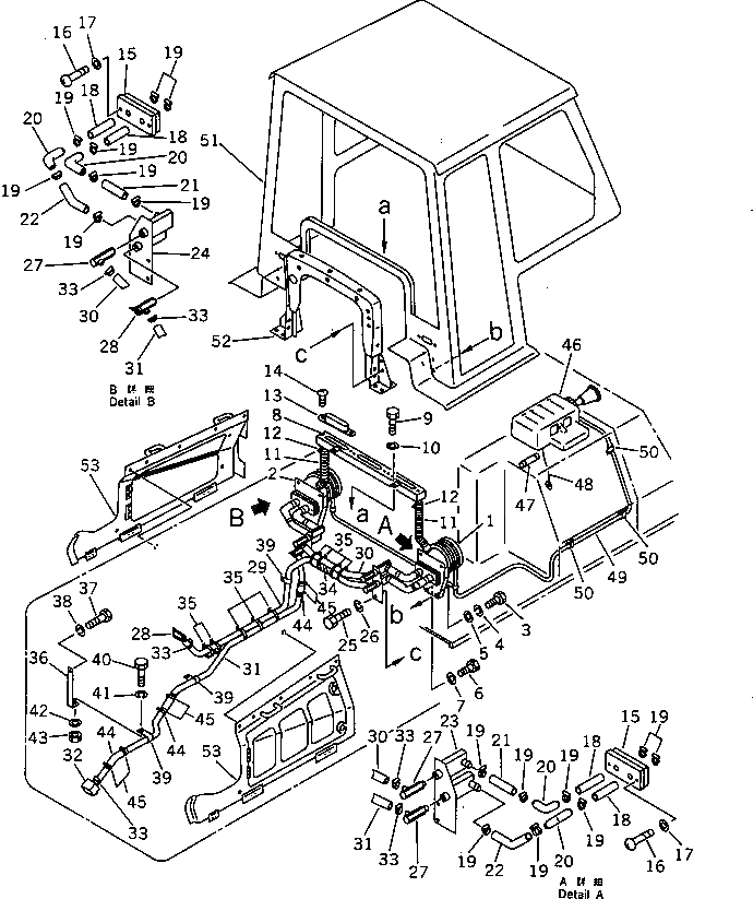 Схема запчастей Komatsu D60E-8 - HOT ВОДН. ОБОГРЕВАТЕЛЬ. (ДВОЙН.) ЧАСТИ КОРПУСА