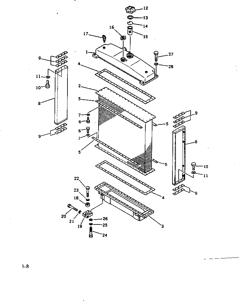 Схема запчастей Komatsu D60F-8 - РАДИАТОР КОМПОНЕНТЫ ДВИГАТЕЛЯ И ЭЛЕКТРИКА