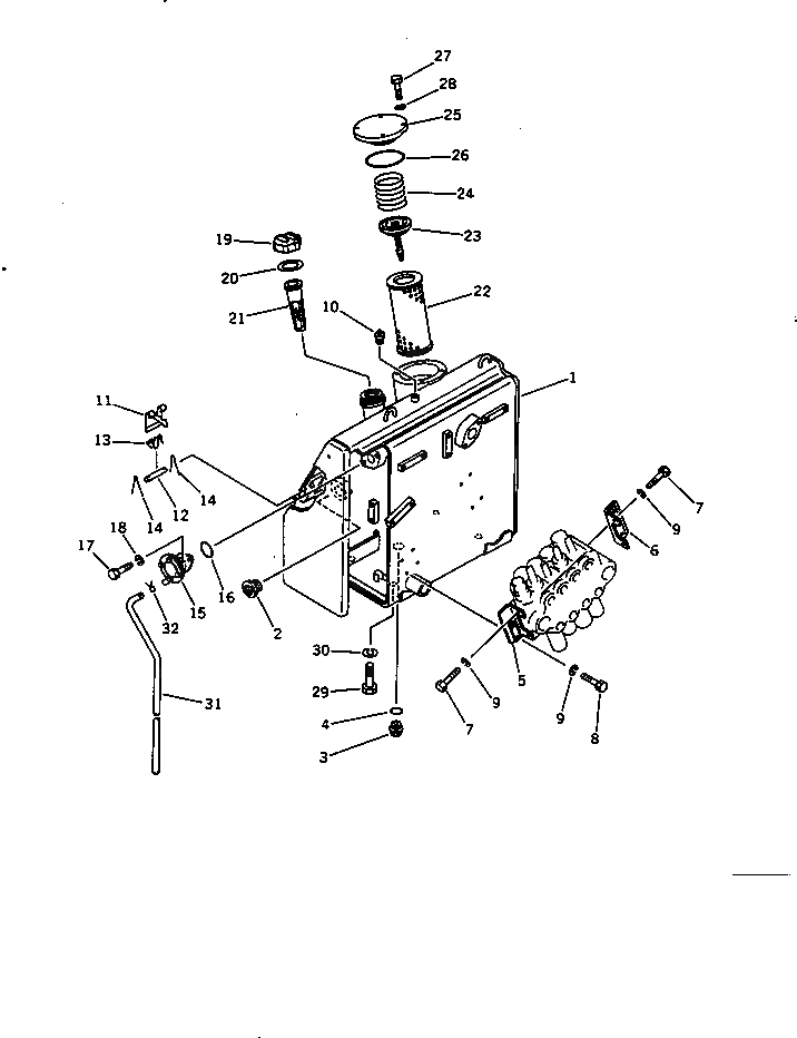 Схема запчастей Komatsu D60F-8 - ГИДР. БАК. AND ФИЛЬТР. УПРАВЛ-Е РАБОЧИМ ОБОРУДОВАНИЕМ