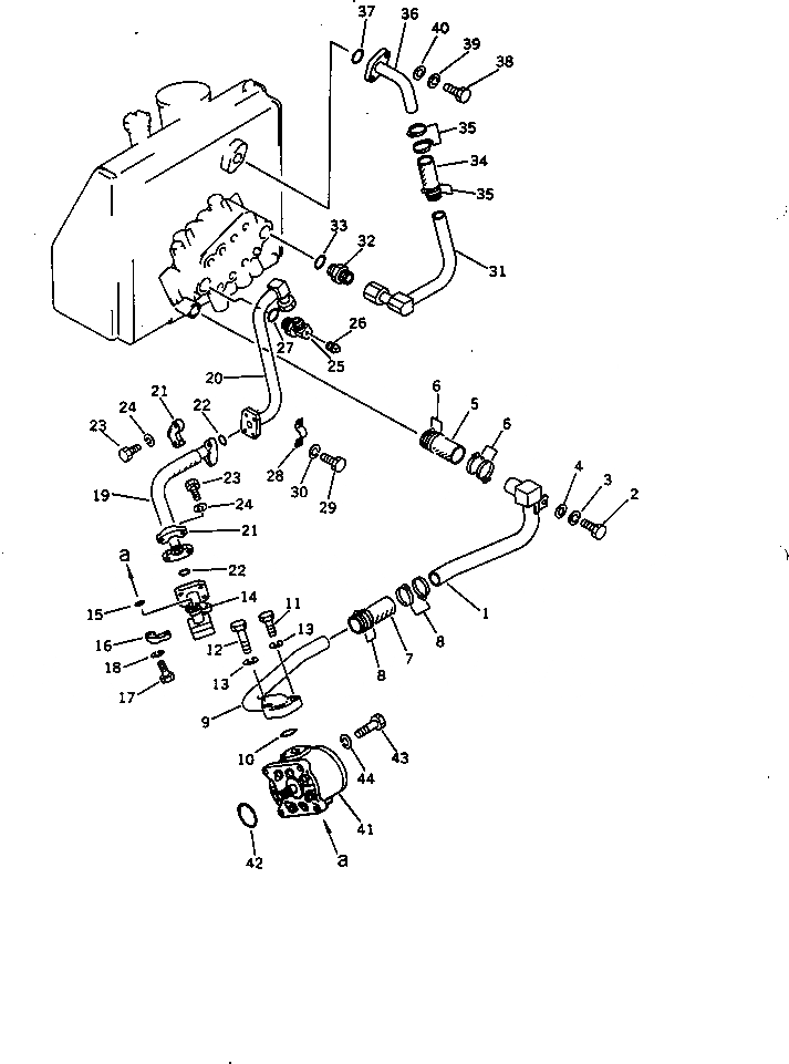 Схема запчастей Komatsu D60F-8 - ГИДРОЛИНИЯ (ИЗ БАКА В НАСОС - КЛАПАН) УПРАВЛ-Е РАБОЧИМ ОБОРУДОВАНИЕМ