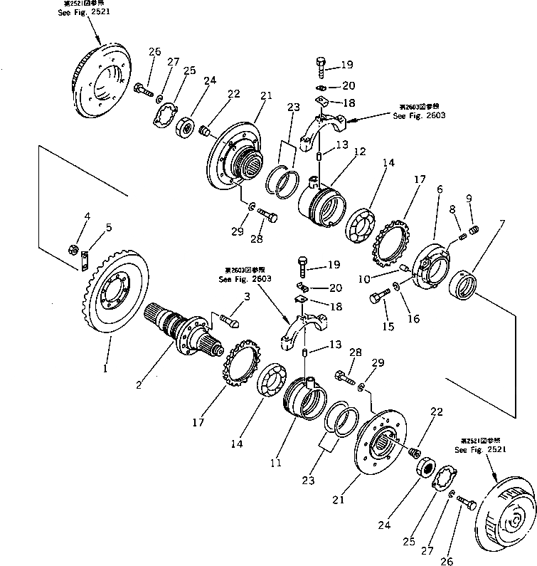 Схема запчастей Komatsu D60P-11D - BEVEL GRAR И ВАЛ (F-R) (SUPER НИЗ. SPEED) ОСНОВН. МУФТА¤ ГТР CONVERTOR¤ T/M¤ РУЛЕВ. УПРАВЛЕНИЕ И КОНЕЧНАЯ ПЕРЕДАЧА
