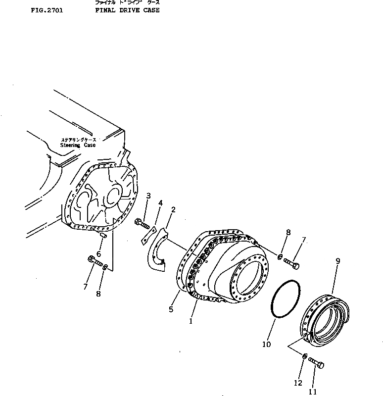 Схема запчастей Komatsu D60P-11D - КОРПУС КОНЕЧН. ПЕРЕДАЧИ ОСНОВН. МУФТА¤ ГТР CONVERTOR¤ T/M¤ РУЛЕВ. УПРАВЛЕНИЕ И КОНЕЧНАЯ ПЕРЕДАЧА