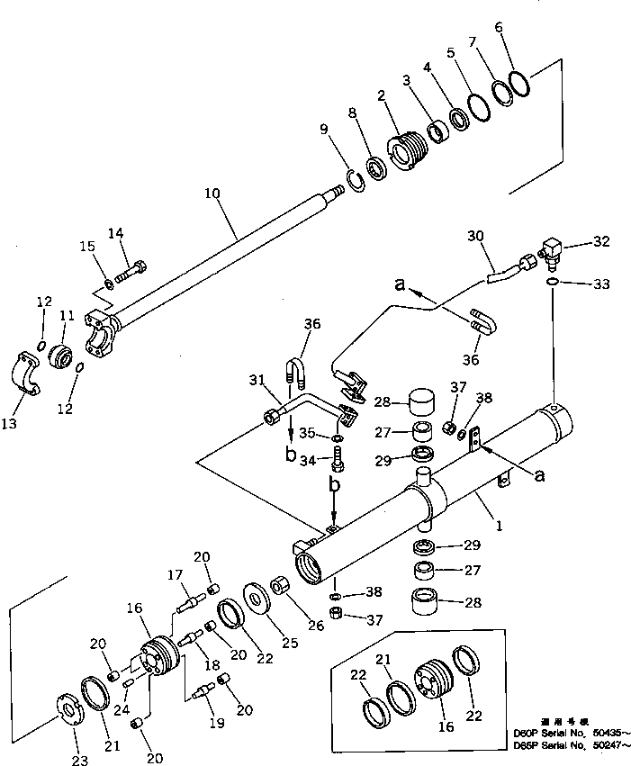 Схема запчастей Komatsu D60P-11D - ЦИЛИНДР ПОДЪЕМА ОТВАЛА УПРАВЛ-Е РАБОЧИМ ОБОРУДОВАНИЕМ