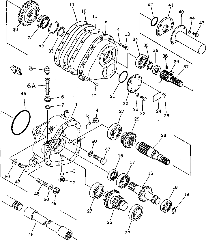 Схема запчастей Komatsu D60P-11 - PTO (F-R) (SUPER НИЗ. SPEED) (/) РАБОЧЕЕ ОБОРУДОВАНИЕ