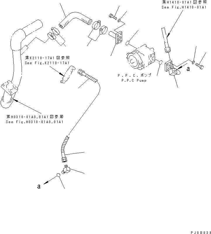 Схема запчастей Komatsu D60P-12-E - ГИДР. НАСОС. ЛИНИЯ (P.P.C. ВСАСЫВ. И ПОДАЮЩ.) ГИДРАВЛИКА