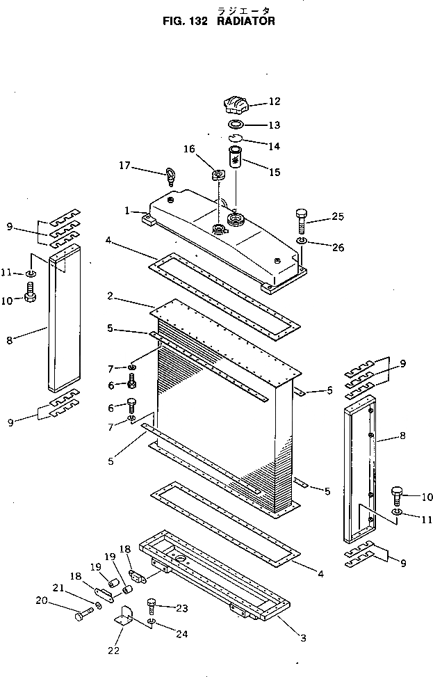 Схема запчастей Komatsu D60P-8 - РАДИАТОР КОМПОНЕНТЫ ДВИГАТЕЛЯ И ЭЛЕКТРИКА