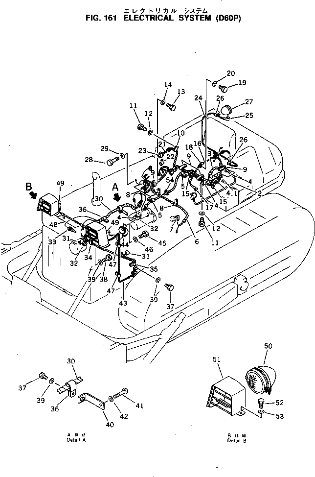 Схема запчастей Komatsu D60P-8 - ЭЛЕКТРИКА КОМПОНЕНТЫ ДВИГАТЕЛЯ И ЭЛЕКТРИКА