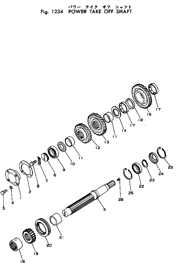 Схема запчастей Komatsu D60PL-6 - МЕХ-М ОТБОРА МОЩНОСТИ ВАЛ ОСНОВН. МУФТА И ТРАНСМИССИЯ