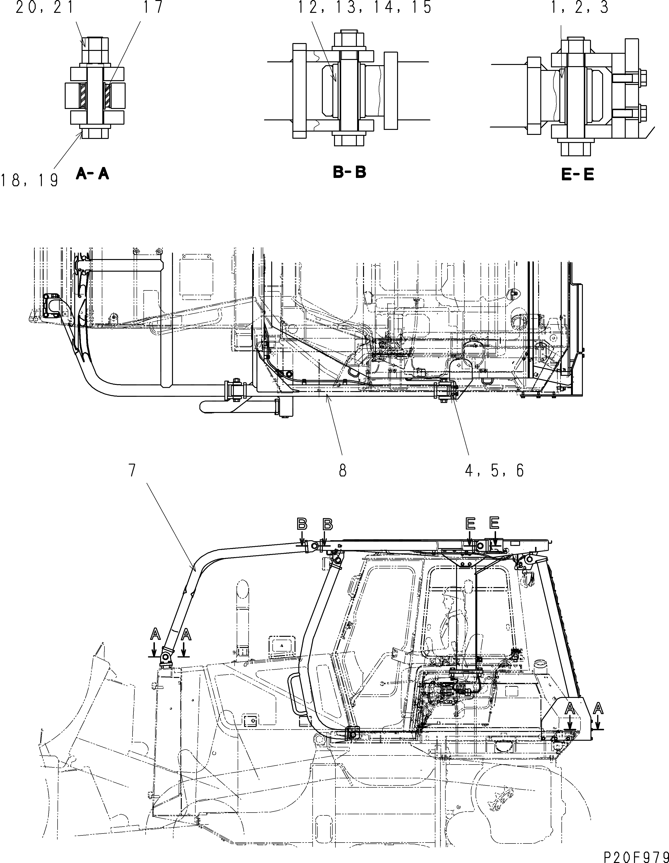 Схема запчастей Komatsu D61E-12 - ROPS SWEEP (КРЫША ЧАСТИ КОРПУСА И SWEEP) (ДЛЯ СНГ)(№8-) КАБИНА ОПЕРАТОРА И СИСТЕМА УПРАВЛЕНИЯ