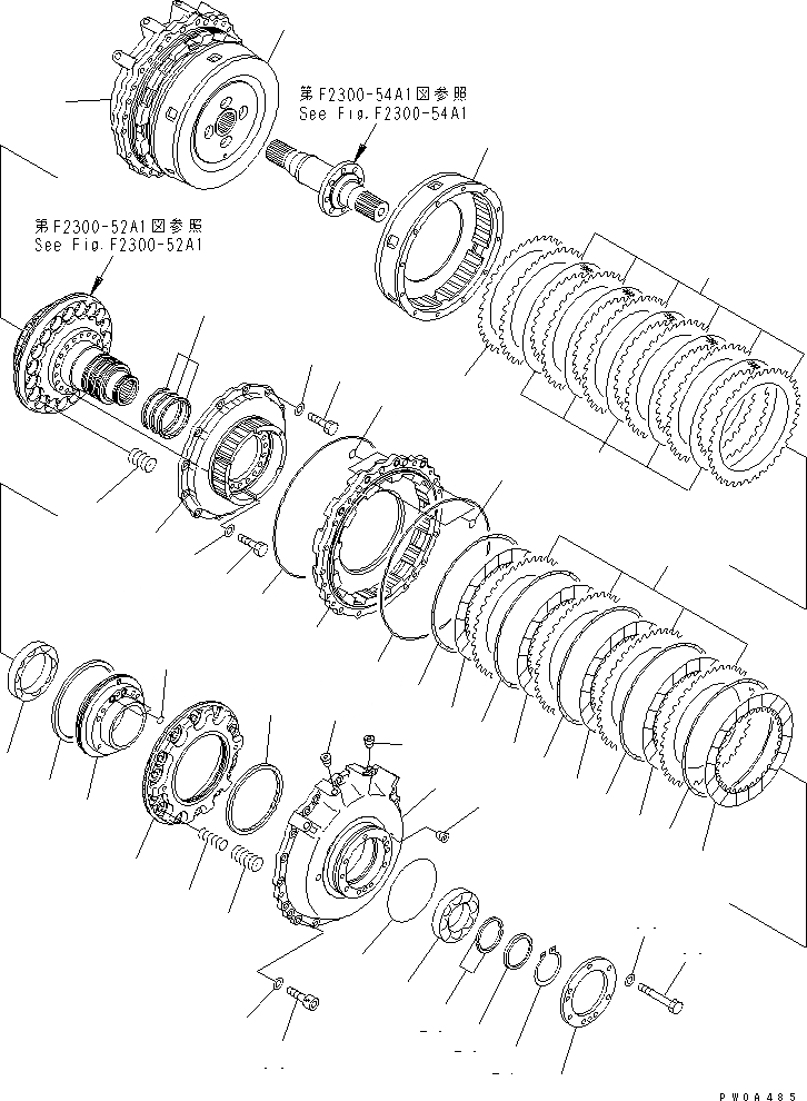 Схема запчастей Komatsu D61E-12 - МУФТА И ТОРМОЗ. (ТОРМОЗ.) СИЛОВАЯ ПЕРЕДАЧА И КОНЕЧНАЯ ПЕРЕДАЧА