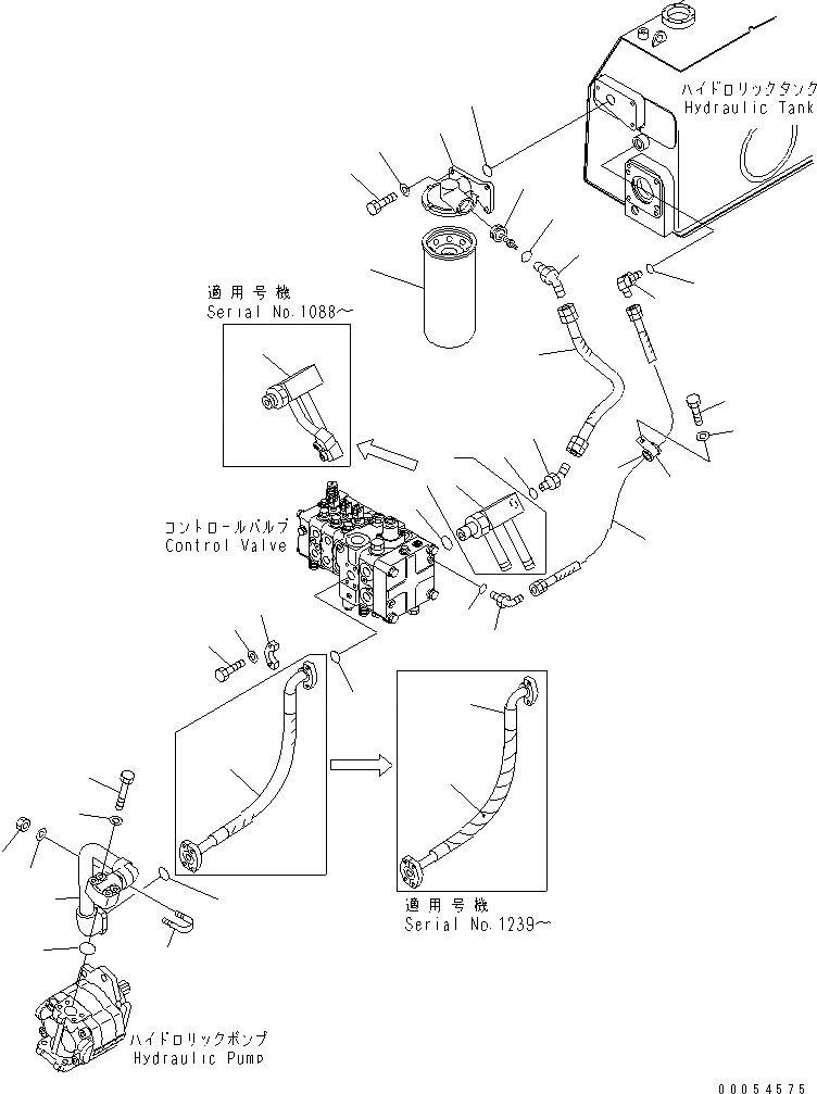 Схема запчастей Komatsu D61E-12 - ГИДР. НАСОС. ЛИНИЯ (ПОДАЮЩ. И ФИЛЬТР. ВОЗВРАТ.) ГИДРАВЛИКА