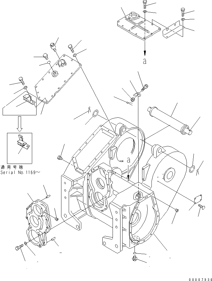 Схема запчастей Komatsu D61E-12 - ТЯГОВ. ЛЕБЕДКА (КОРПУС) РАБОЧЕЕ ОБОРУДОВАНИЕ