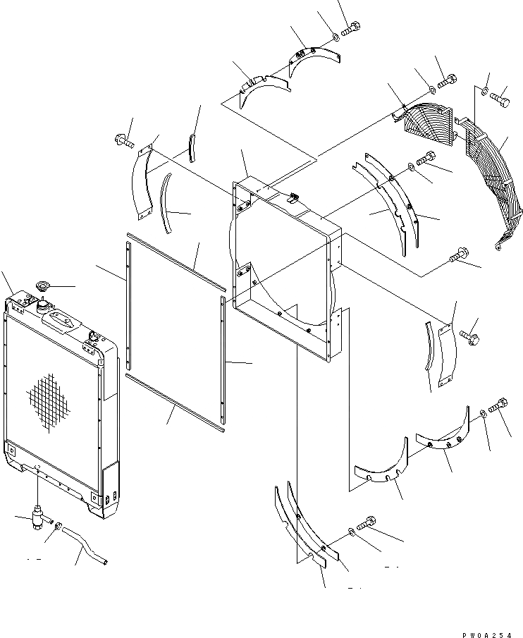Схема запчастей Komatsu D61EX-12A-W - ОХЛАЖД-Е (РАДИАТОР) (С РЕВЕРСИВНЫЙ ВЕНТИЛЯТОР) СИСТЕМА ОХЛАЖДЕНИЯ