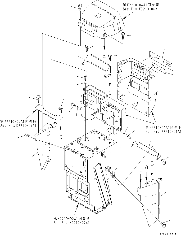 Схема запчастей Komatsu D61EX-12A-W - ПРИБОРНАЯ ПАНЕЛЬ (ПАНЕЛЬ BOARD) (С КОНДИЦИОНЕРОМ И ОБОГРЕВАТЕЛЬ.) КАБИНА ОПЕРАТОРА И СИСТЕМА УПРАВЛЕНИЯ