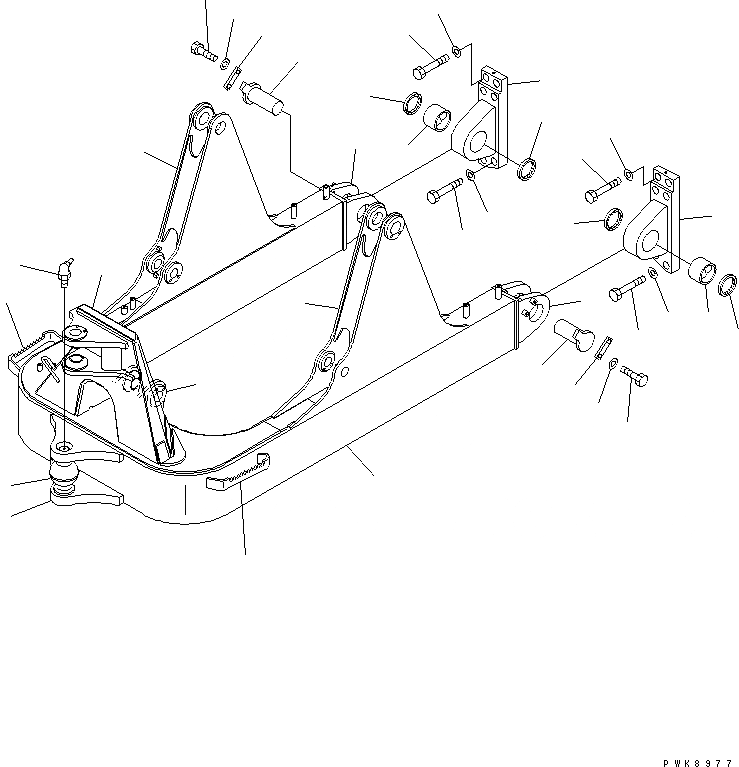 Схема запчастей Komatsu D61EX-12A-W - DOZER РАМА (ПОВОРОТН. ОТВАЛ С ИЗМ. УГЛОМ DOZER) (ДЛЯ УДЛИНН. ГУСЕНИЦЫ) РАБОЧЕЕ ОБОРУДОВАНИЕ