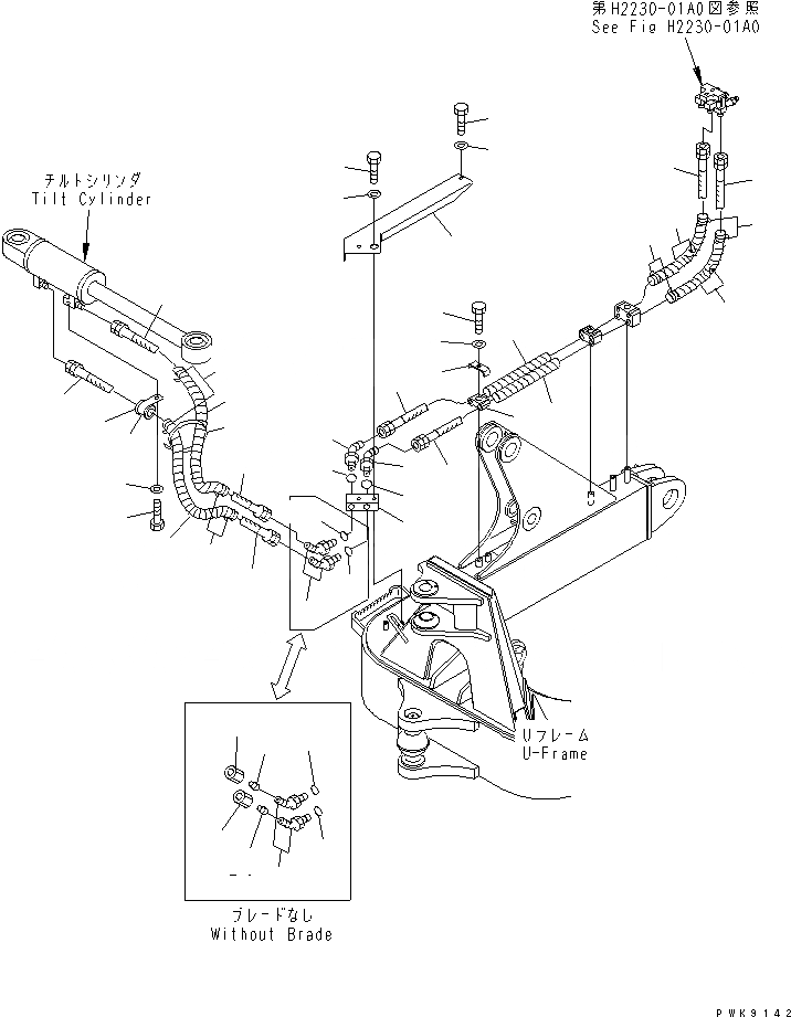 Схема запчастей Komatsu D61EX-12A-W - DOZER МАСЛ. ЛИНИЯ (ЦИЛИНДР ПЕРЕКОСА ЛИНИЯ) РАБОЧЕЕ ОБОРУДОВАНИЕ