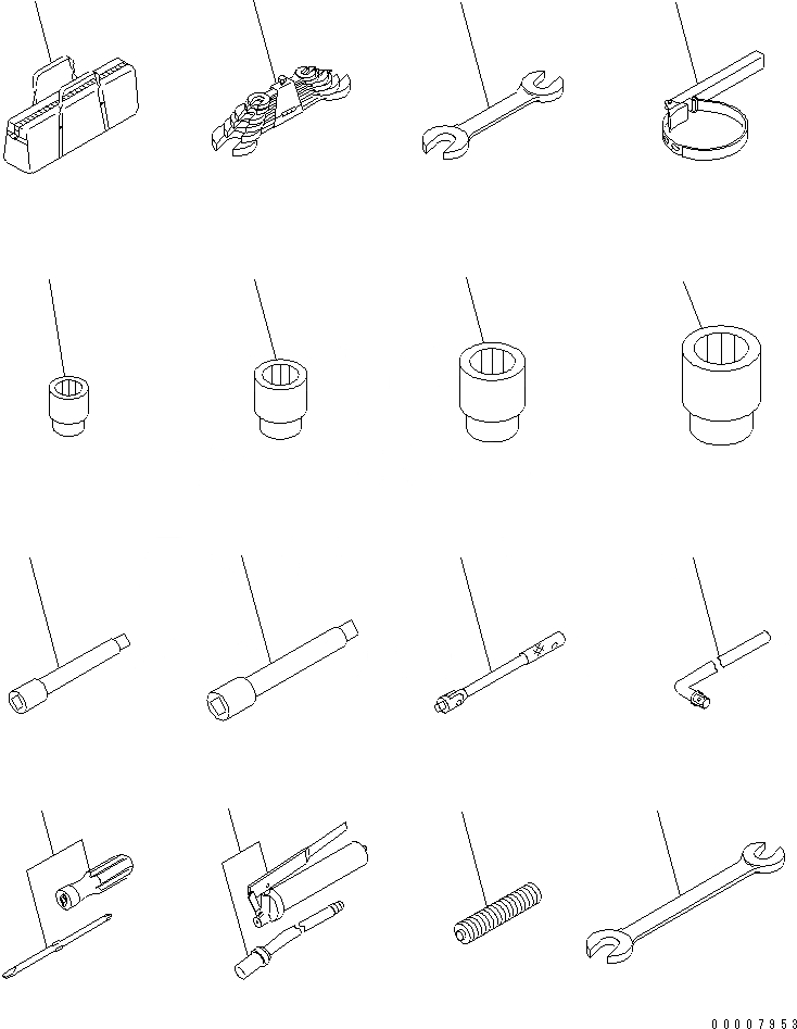 Схема запчастей Komatsu D61EX-12 - ИНСТРУМЕНТ АКСЕССУАРЫ