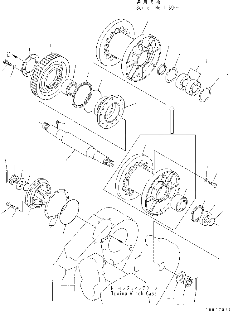 Схема запчастей Komatsu D61EX-12 - ТЯГОВ. ЛЕБЕДКА (ПРИВОД ВАЛ¤ БАРАБАН) РАБОЧЕЕ ОБОРУДОВАНИЕ