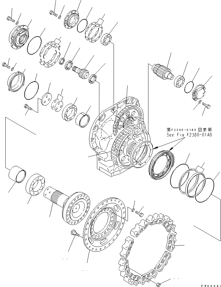 Схема запчастей Komatsu D61P-12-L - КОНЕЧНАЯ ПЕРЕДАЧА (ПРИВОД И ЗВЕЗДОЧКА) (ДЛЯ SUPER DAMP AREA DOZER)(№99-) СИЛОВАЯ ПЕРЕДАЧА И КОНЕЧНАЯ ПЕРЕДАЧА