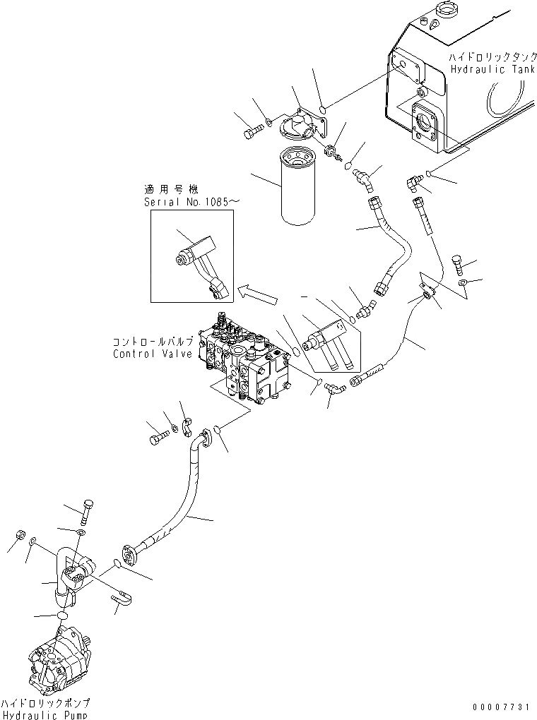 Схема запчастей Komatsu D61P-12-L - ГИДР. НАСОС. ЛИНИЯ (ПОДАЮЩ. И ФИЛЬТР. ВОЗВРАТ.) ГИДРАВЛИКА