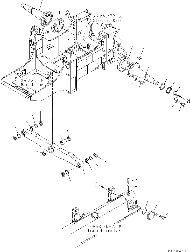 Схема запчастей Komatsu D61P-12-L - БАЛКА БАЛАНСИРА И ПОВОРОТН. ШКВОРЕНЬ (ДЛЯ SUPER DAMP AREA DOZER)(№99-) ОСНОВН. РАМА И КОМПОНЕНТЫ
