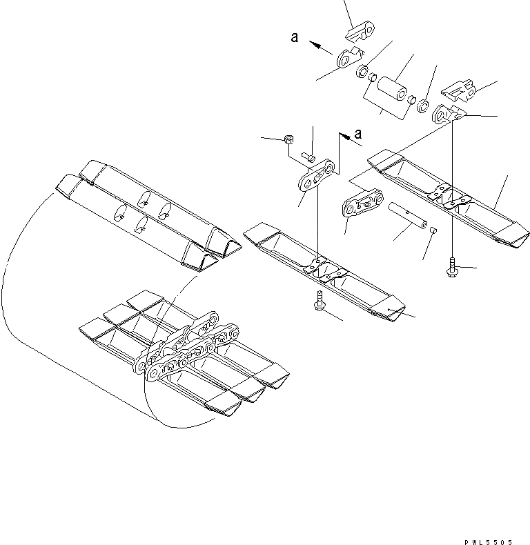 Схема запчастей Komatsu D61P-12-L - ГУСЕНИЦЫ (СМАЗЫВ. ТИПА) (БОЛОТН.) (MM ШИР.)(№99-) ХОДОВАЯ