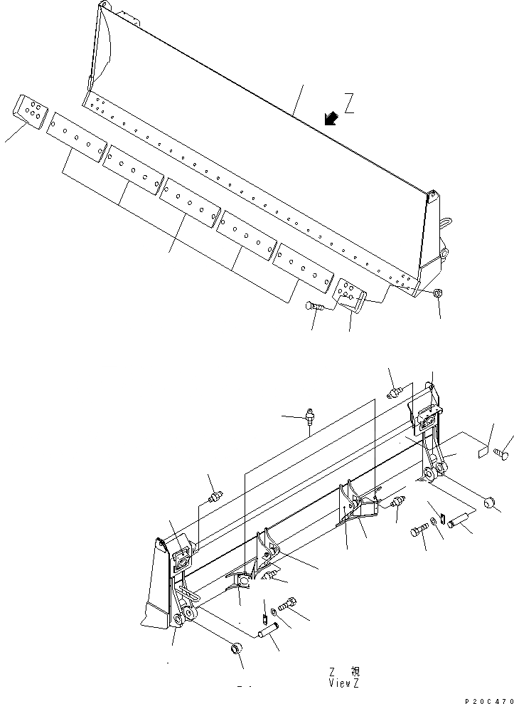 Схема запчастей Komatsu D61P-12-L - ОТВАЛ (ДЛЯ SUPER DAMP AREA DOZER)(№99-) РАБОЧЕЕ ОБОРУДОВАНИЕ