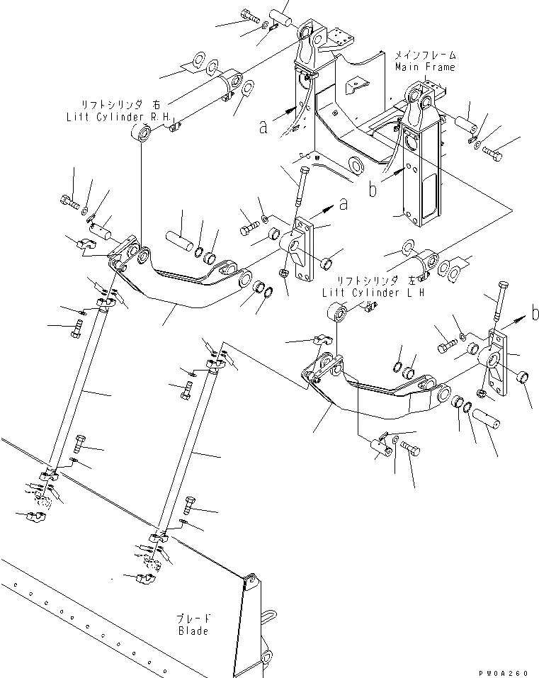 Схема запчастей Komatsu D61P-12-L - РУКОЯТЬ И МЕХАНИЗМ (ДЛЯ SUPER DAMP AREA DOZER)(№99-) РАБОЧЕЕ ОБОРУДОВАНИЕ