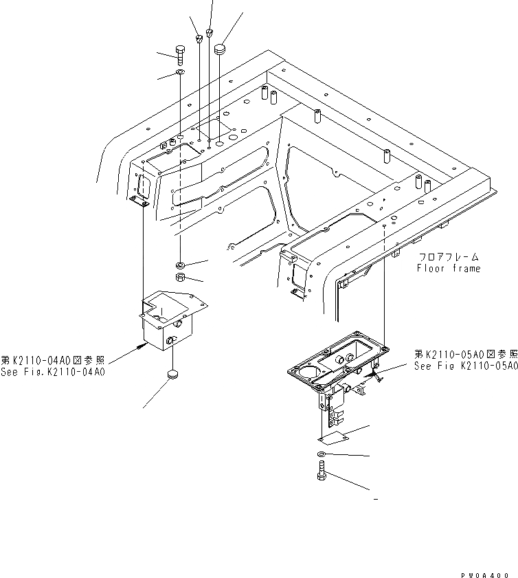 Схема запчастей Komatsu D61P-12 - ПОДСТАКАННИК (БЕЗ КАБИНЫ) КАБИНА ОПЕРАТОРА И СИСТЕМА УПРАВЛЕНИЯ