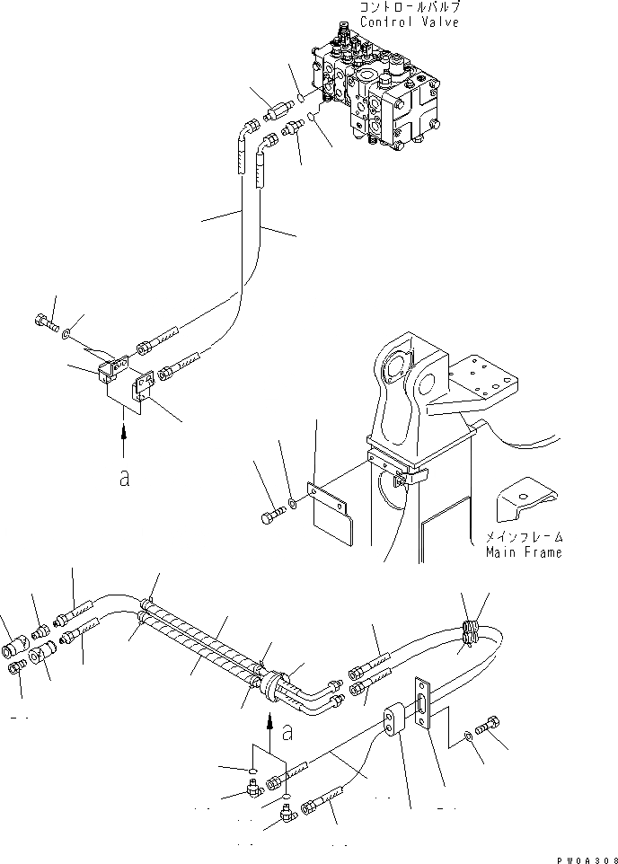 Схема запчастей Komatsu D61PX-12A-W - ЛИНИЯ ПЕРЕКОСА (ДЛЯ ПРЯМОГО ОТВАЛА) ГИДРАВЛИКА