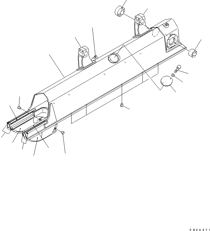 Схема запчастей Komatsu D61PX-12A-W - ГУСЕНИЧНАЯ РАМА (L.H) (ДЛЯ ПОВОРОТН. ОТВАЛА С ИЗМ. УГЛОМ DOZER) ХОДОВАЯ