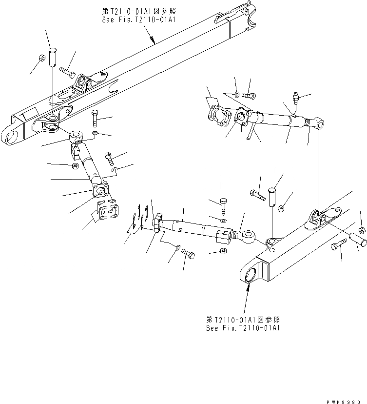 Схема запчастей Komatsu D61PX-12A-W - РЫЧАГ И БАЛКА (ПРЯМ. ОТВАЛ С ПЕРЕКОСОМ) РАБОЧЕЕ ОБОРУДОВАНИЕ