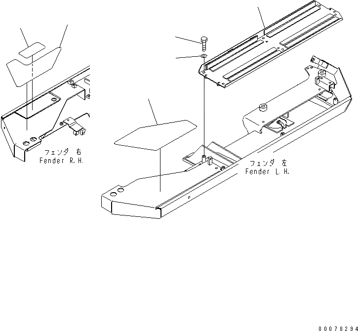 Схема запчастей Komatsu D63E-12 - КРЫЛО (NON SLIP И АККУМУЛЯТОР ПЛАСТИНА) ЧАСТИ КОРПУСА