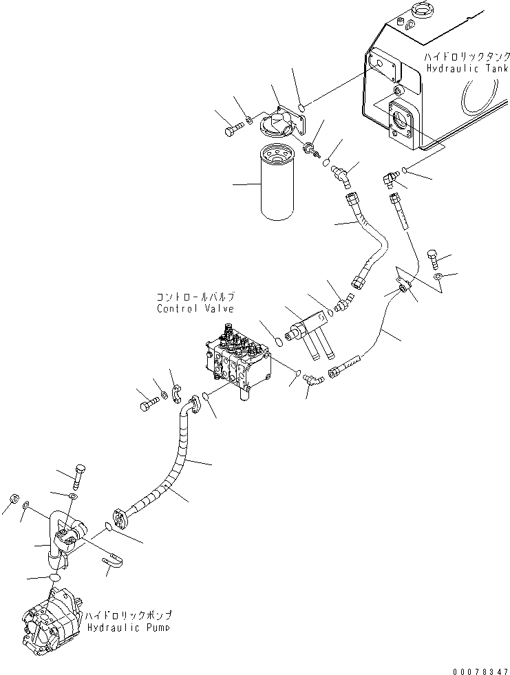 Схема запчастей Komatsu D63E-12 - ГИДР. НАСОС. ЛИНИЯ (ЛИНИЯ ПОДАЧИ ПАТРУБОК И ФИЛЬТР. ВОЗВРАТ.) ГИДРАВЛИКА