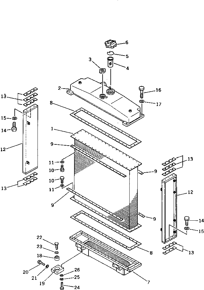 Схема запчастей Komatsu D65A-11D - РАДИАТОР КОМПОНЕНТЫ ДВИГАТЕЛЯ И ЭЛЕКТРИКА