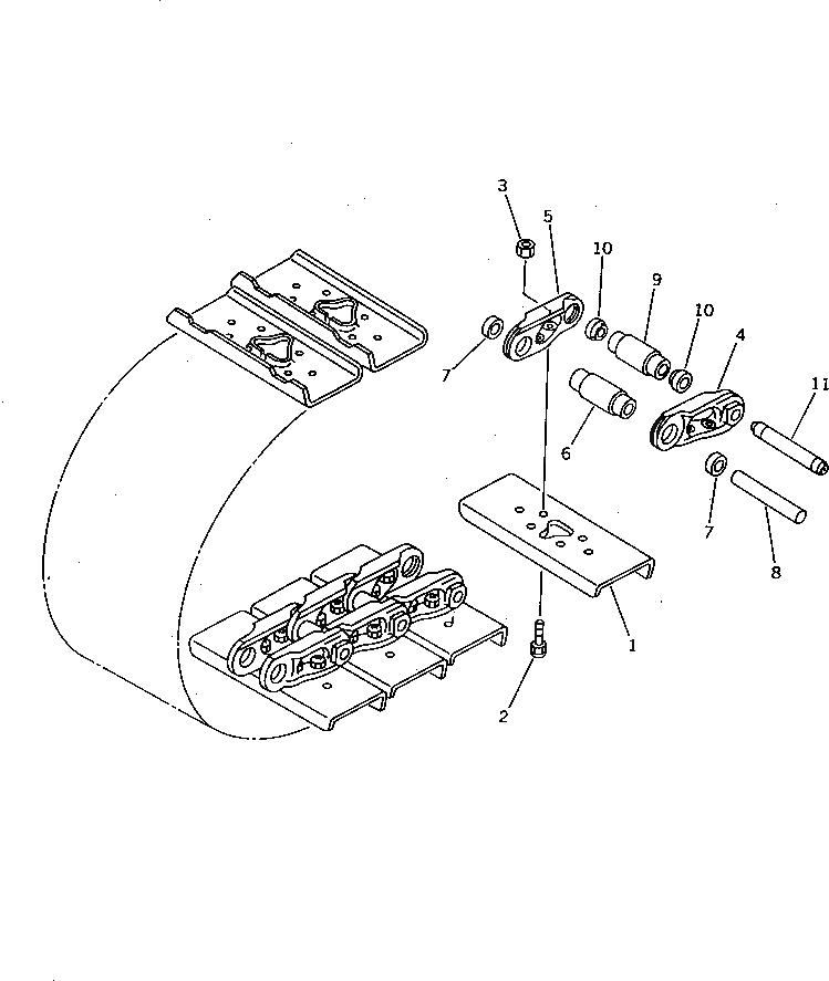 Схема запчастей Komatsu D65A-11D - ГУСЕНИЦЫ (СО СЦЕПНЫМ ПАЛЬЦЕМ) (SNOW ТИП)(№-8) ГУСЕНИЦЫ