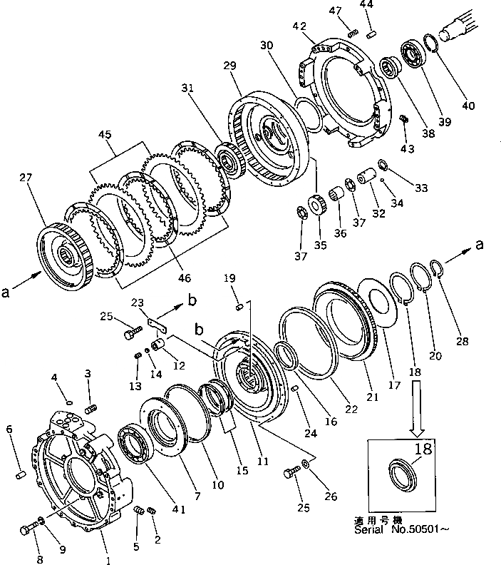 Схема запчастей Komatsu D65A-11 - ТРАНСМИССИЯ (1 МУФТА) (/) ОСНОВН. МУФТА¤ ГТР CONVERTOR¤ T/M¤ РУЛЕВ. УПРАВЛЕНИЕ И КОНЕЧНАЯ ПЕРЕДАЧА